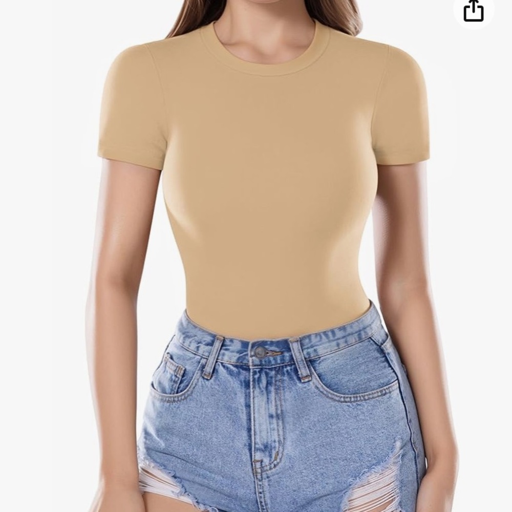 Mangopop Nude Short-Sleeve Bodysuit